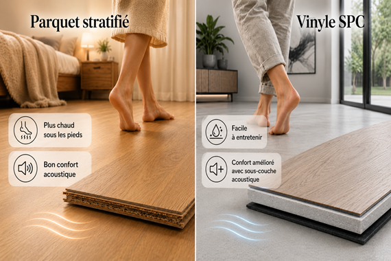 confort acoustique parquet stratifié et vinyle