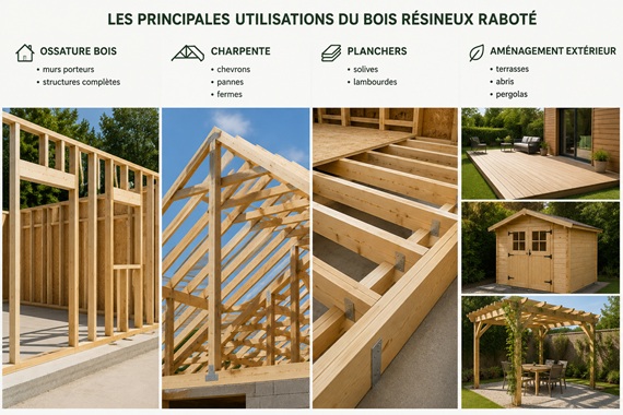 utilisations bois de structure raboté