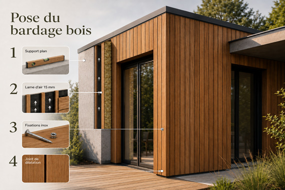 préparer et poser bardage bois