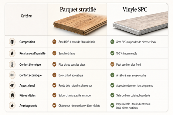 comparaison stratifié et vinyle